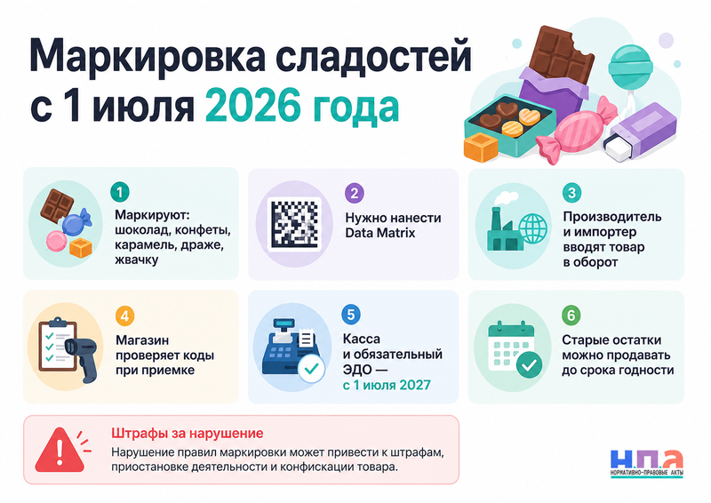 Маркировка сладостей и кондитерских изделий с 1 июля 2026 года