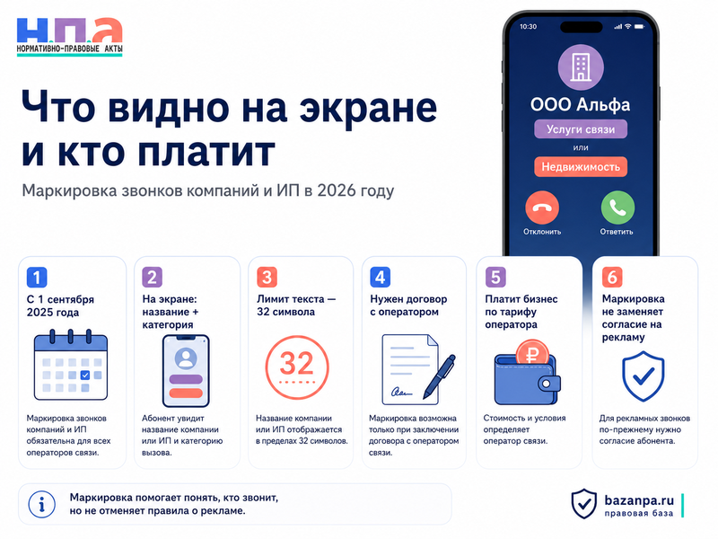 Маркировка звонков с бизнес-номеров в 2026 году что должно отображаться на экране и кто оплачивает услугу