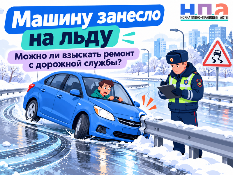 Машину занесло на обледенелой дороге - можно ли взыскать ремонт с дорожной службы
