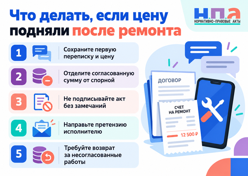 Мастер назвал одну цену, а после ремонта потребовал больше - нужно ли платить