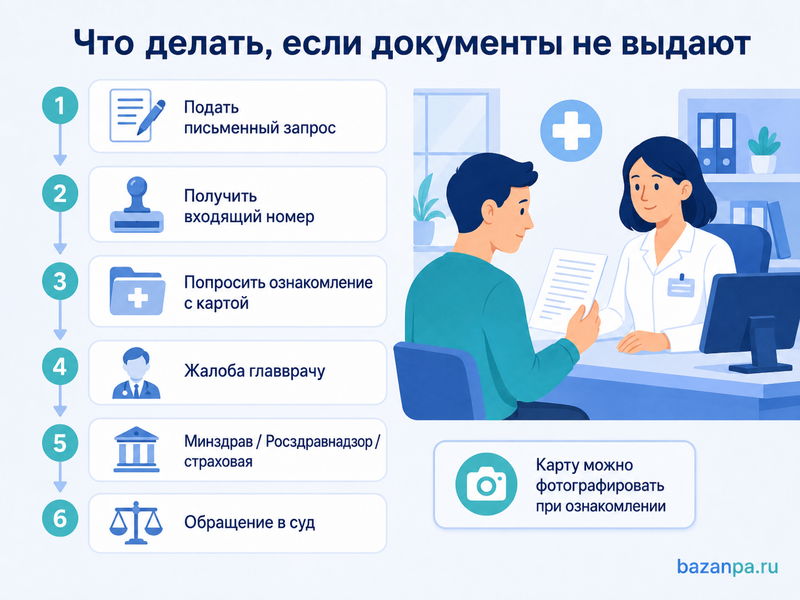 Медицинская организация не выдает карту, результаты анализов или выписку как получить документы