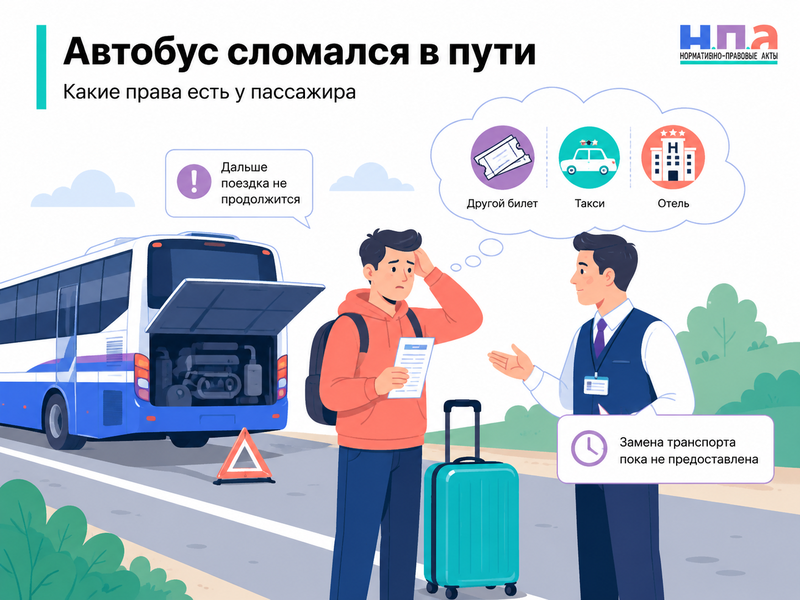Междугородний автобус сломался во время рейса должен ли перевозчик вернуть деньги и оплатить расходы