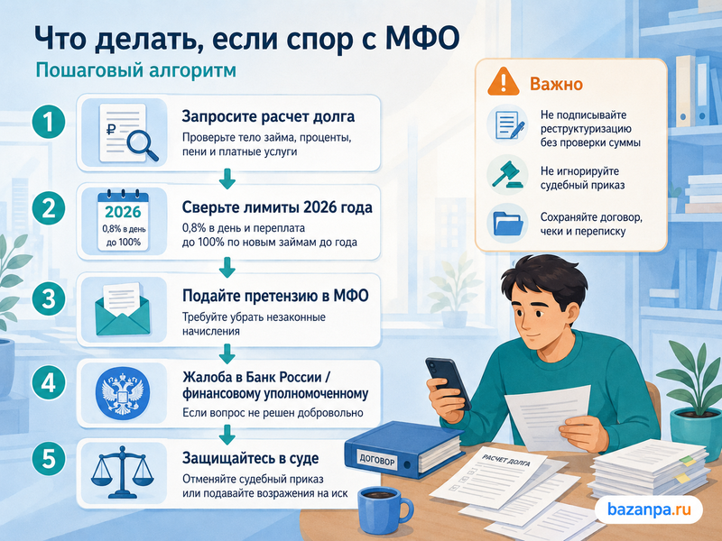 Микрозайм в 2026 году предельные проценты, просрочка, суд и жалоба в ЦБ