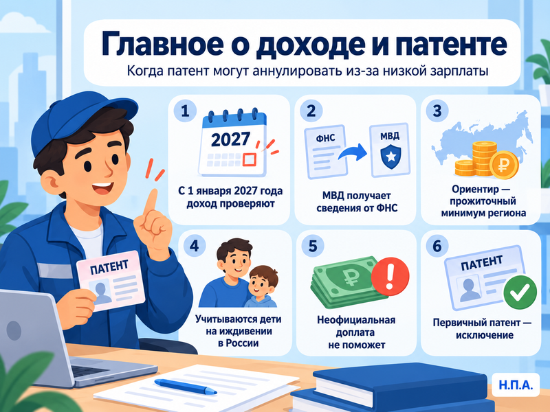 Могут ли аннулировать патент иностранца из-за низкой зарплаты в 2027 году
