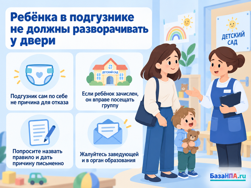 Может ли детский сад не принять ребёнка из-за подгузника