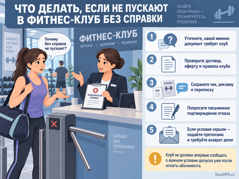 Может ли фитнес-клуб не пустить без медицинской справки