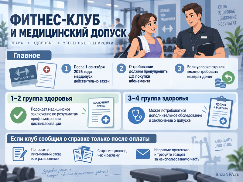 Может ли фитнес-клуб не пустить без медицинской справки