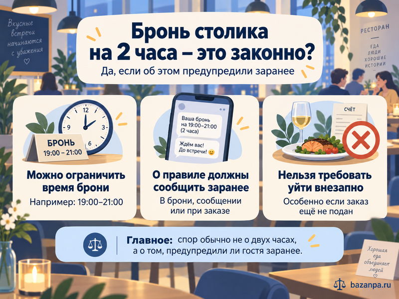 Может ли ресторан попросить освободить столик через два часа