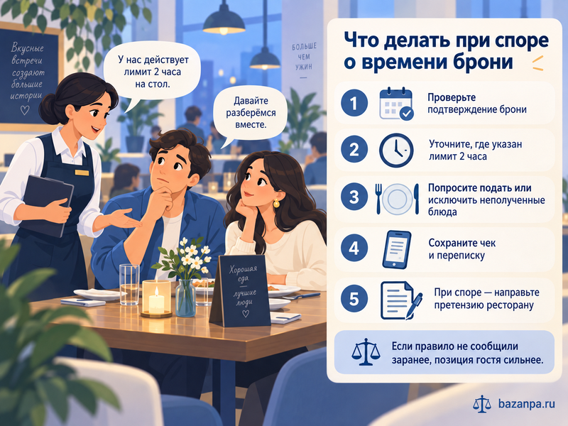 Может ли ресторан попросить освободить столик через два часа