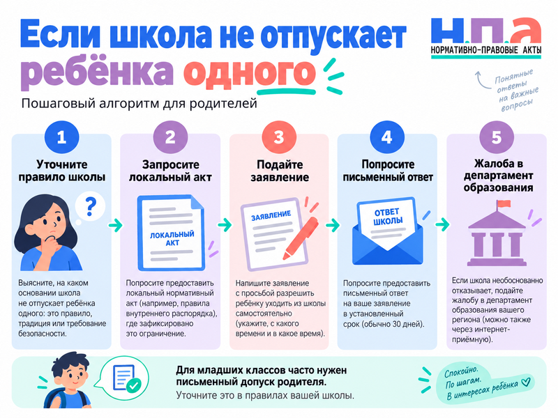 Может ли школьник самостоятельно уходить домой после уроков