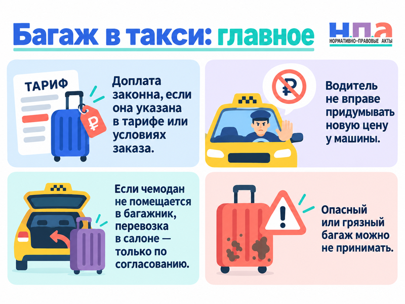 Может ли таксист требовать доплату за чемодан с 1 сентября 2026 года