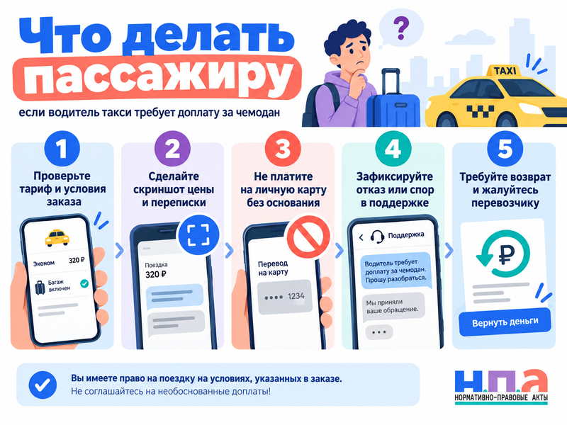 Может ли таксист требовать доплату за чемодан с 1 сентября 2026 года