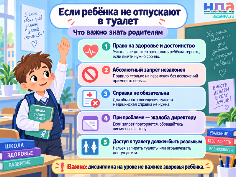 Может ли учитель не отпускать ребёнка в туалет