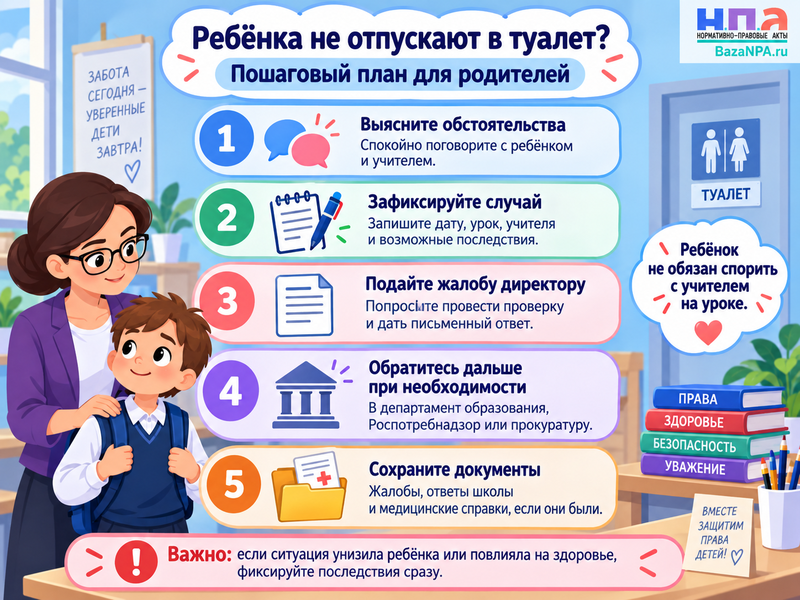 Может ли учитель не отпускать ребёнка в туалет