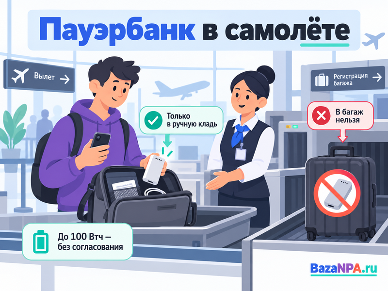 Можно ли брать пауэрбанк в самолёт в 2026 году