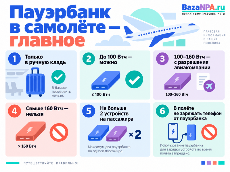 Можно ли брать пауэрбанк в самолёт в 2026 году