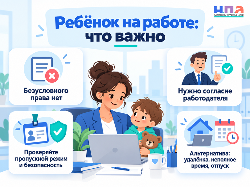 Можно ли брать ребёнка с собой на работу, если его не с кем оставить