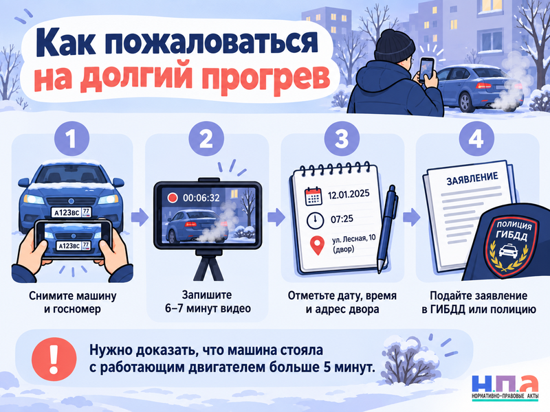 Можно ли долго прогревать машину с работающим двигателем во дворе