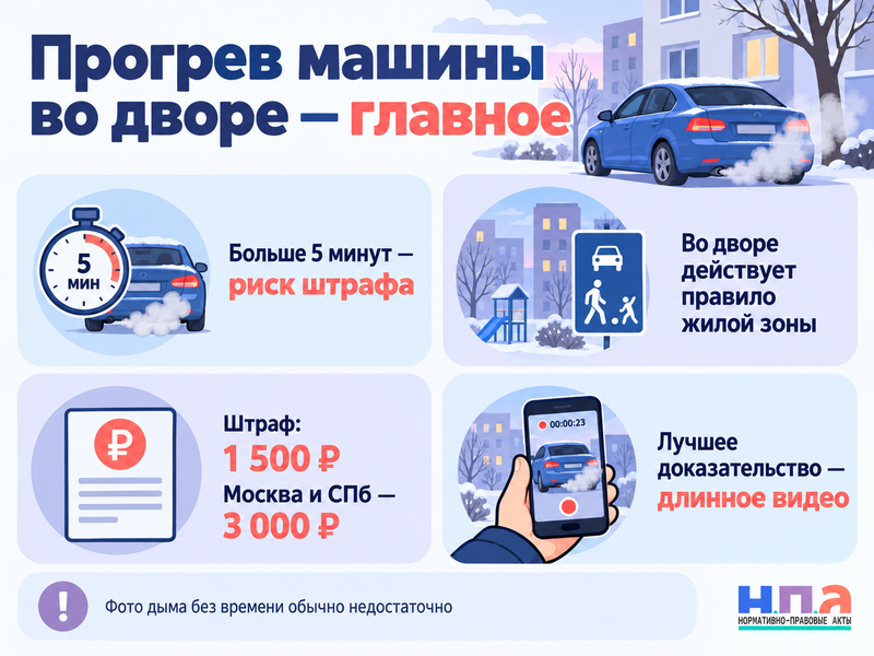 Можно ли долго прогревать машину с работающим двигателем во дворе