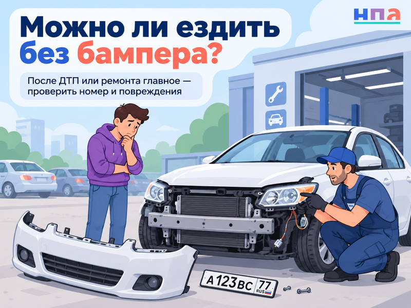 Можно ли ездить без бампера и куда поставить госномер
