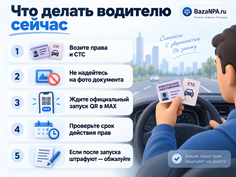 Можно ли ездить без пластиковых прав и СТС, если они есть в MAX