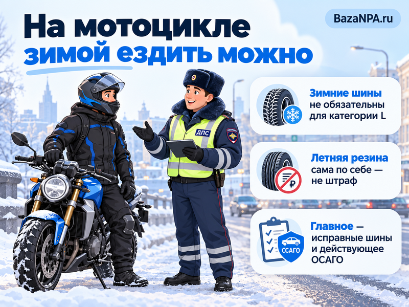 Можно ли ездить на мотоцикле зимой и обязательны ли зимние шины