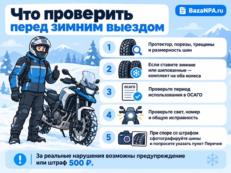 Можно ли ездить на мотоцикле зимой и обязательны ли зимние шины