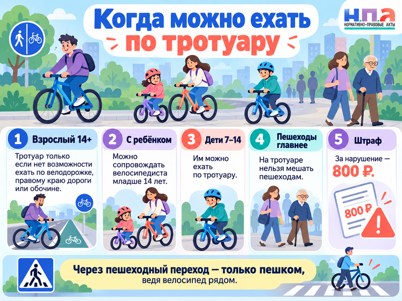 Можно ли ездить на велосипеде по тротуару взрослым и детям