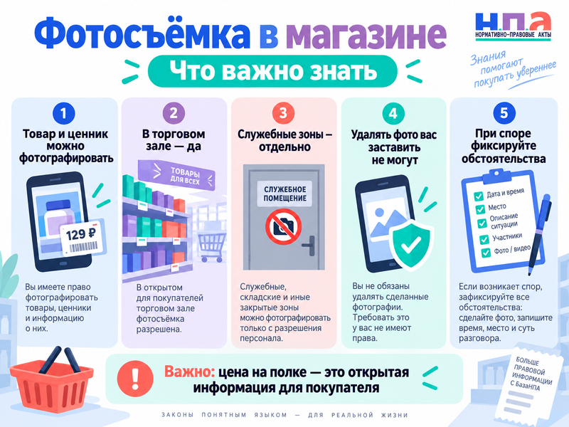 Можно ли фотографировать товары и ценники в магазине