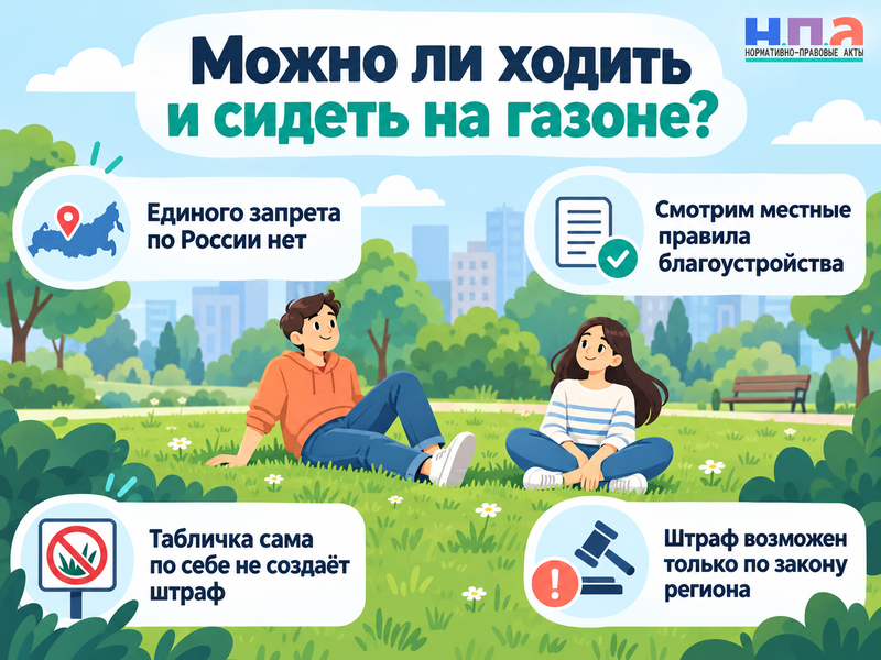 Можно ли ходить и сидеть на городском газоне и когда грозит штраф