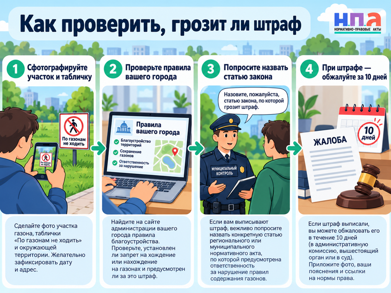 Можно ли ходить и сидеть на городском газоне и когда грозит штраф