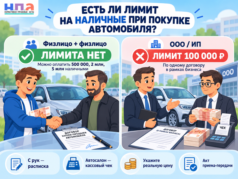 Можно ли купить машину за наличные и есть ли лимит по сумме