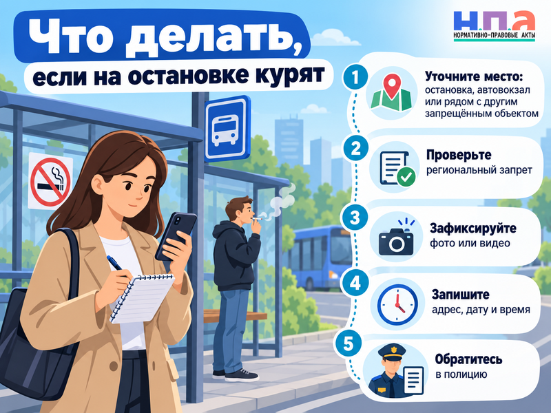 Можно ли курить на автобусной остановке и когда грозит штраф