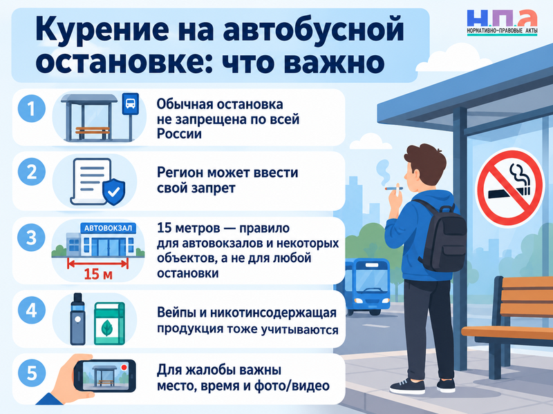 Можно ли курить на автобусной остановке и когда грозит штраф