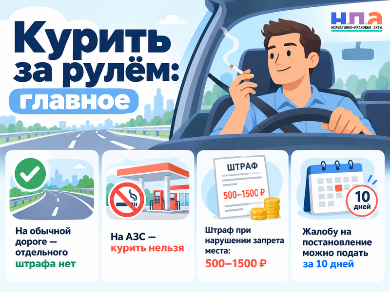 Можно ли курить за рулём личного автомобиля и грозит ли штраф