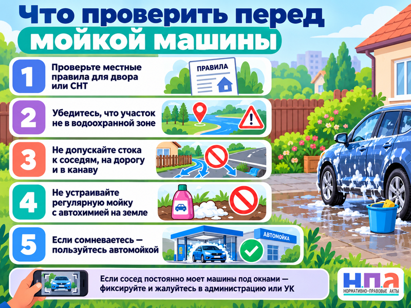 Можно ли мыть машину во дворе или на своём участке