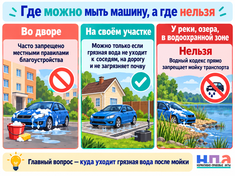 Можно ли мыть машину во дворе или на своём участке