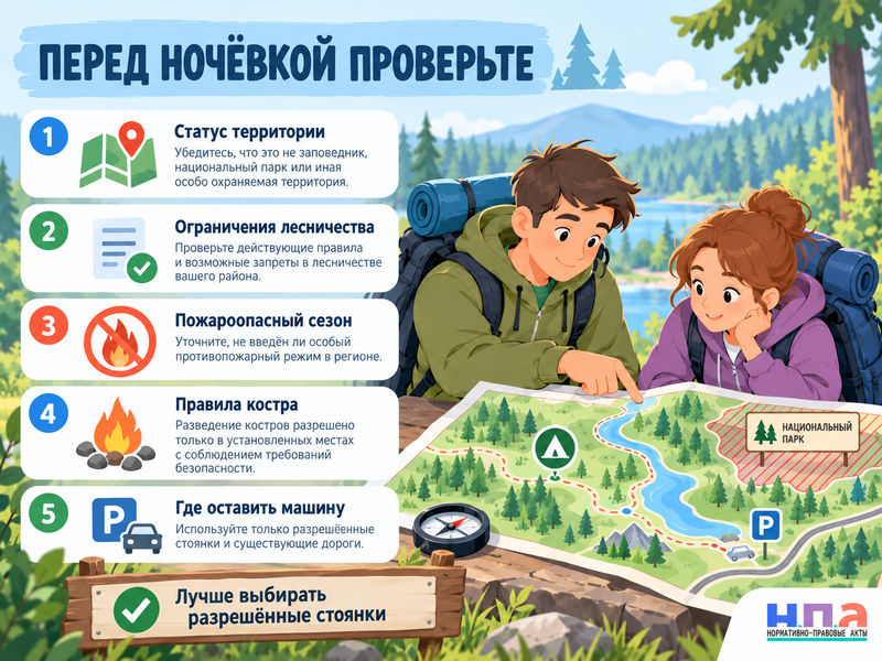 Можно ли ночевать с палаткой в лесу и нужно ли разрешение