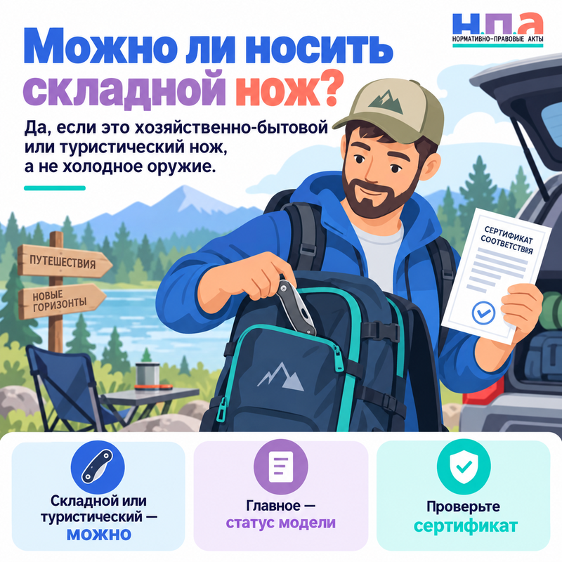 Можно ли носить с собой складной или туристический нож без разрешения