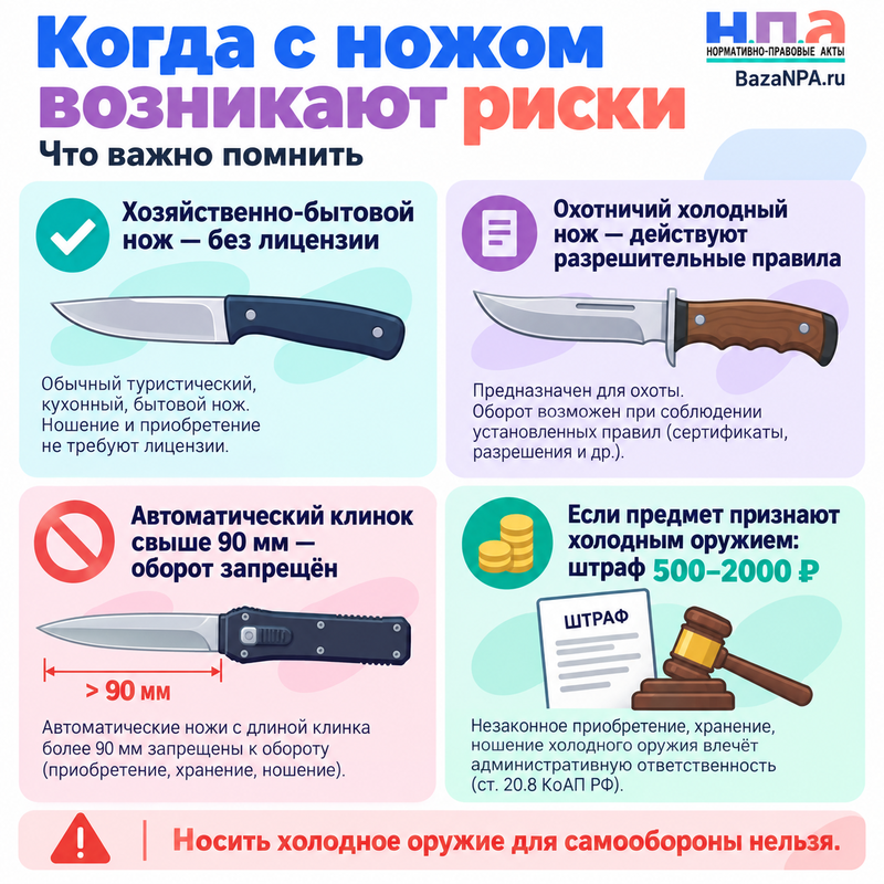 Можно ли носить с собой складной или туристический нож без разрешения