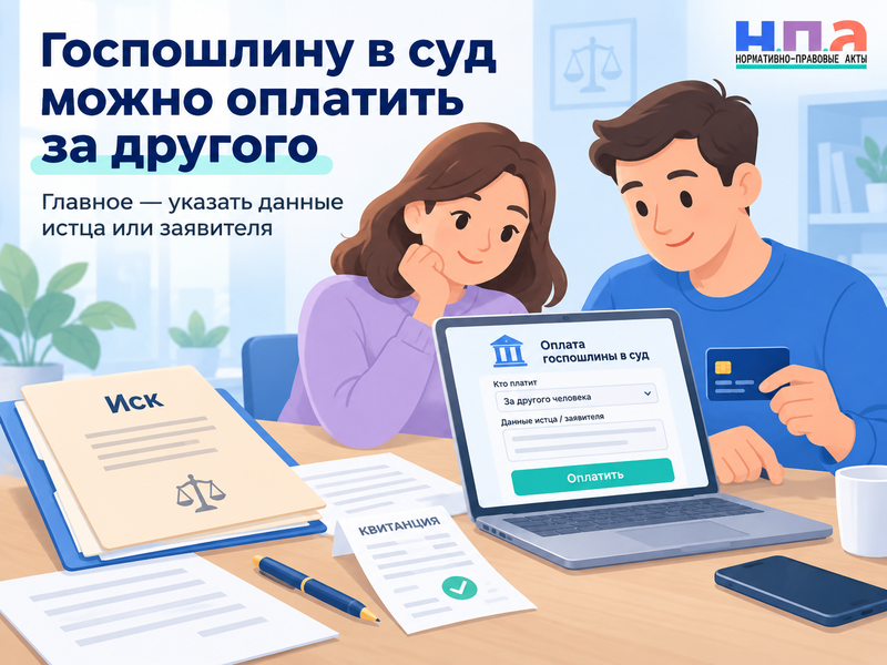 Можно ли оплатить госпошлину в суд за другого человека - со своей карты и без доверенности