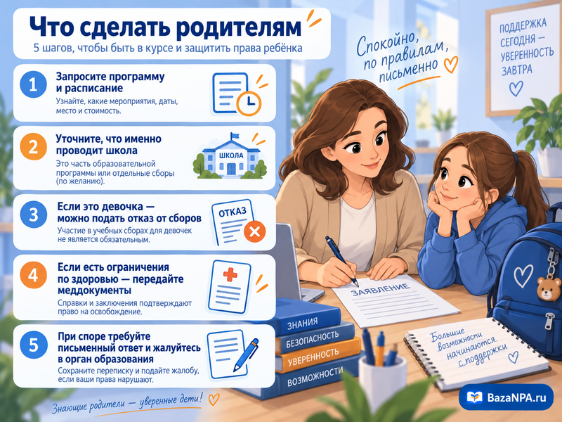 Можно ли отказаться от НВП и учебных сборов в школе
