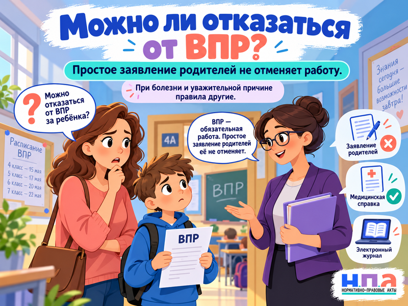 Можно ли отказаться от ВПР за ребёнка и что будет при пропуске