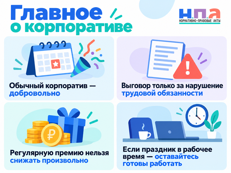 Можно ли отказаться от корпоратива и могут ли лишить премии