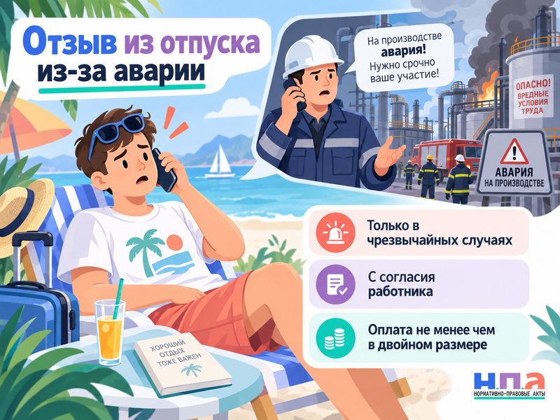 Можно ли отозвать из отпуска работника с вредными условиями из-за аварии