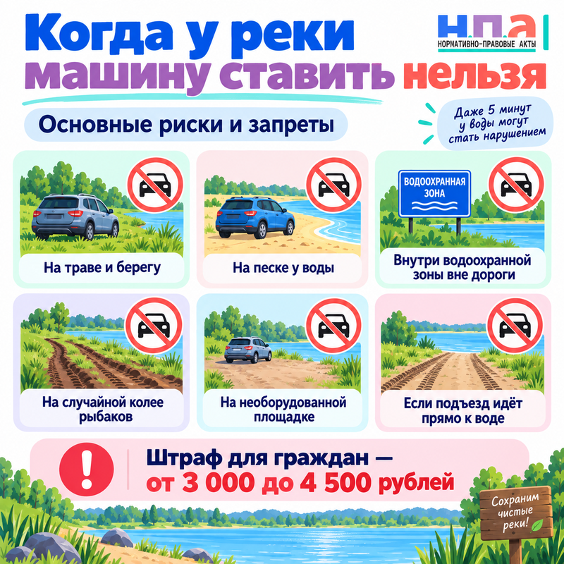 Можно ли подъехать к реке на машине и где разрешено парковаться