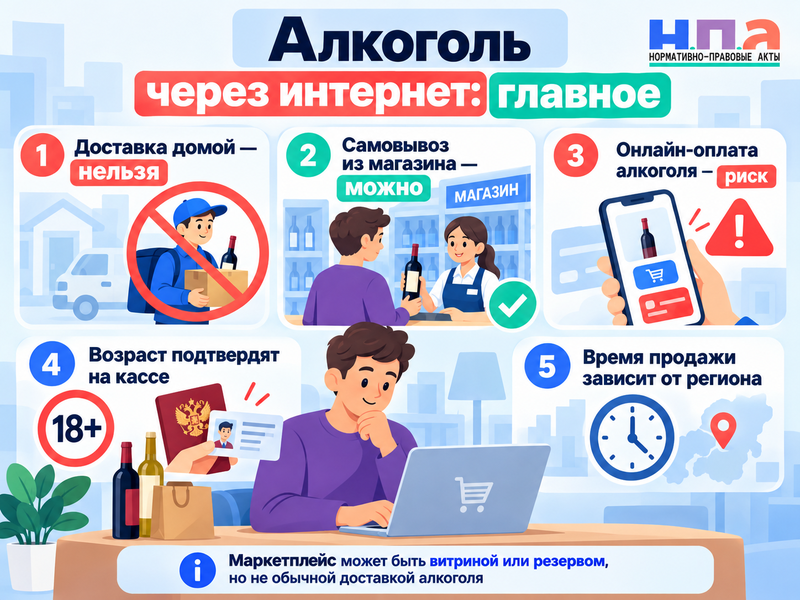 Можно ли покупать алкоголь через интернет с доставкой или самовывозом