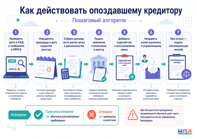 Можно ли получить деньги, если кредитор пропустил срок включения требований в реестр при банкротстве