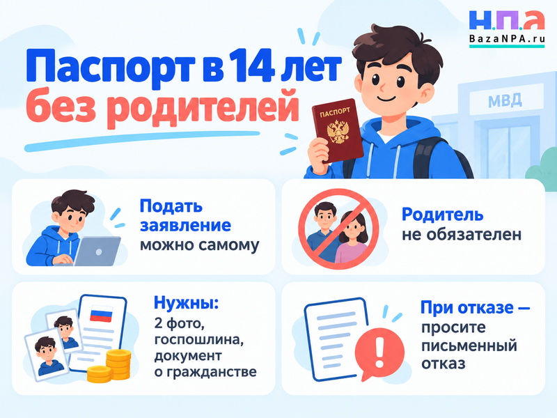 Можно ли получить паспорт в 14 лет без родителей