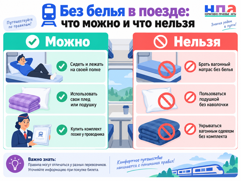 Можно ли пользоваться матрасом без белья в поезде